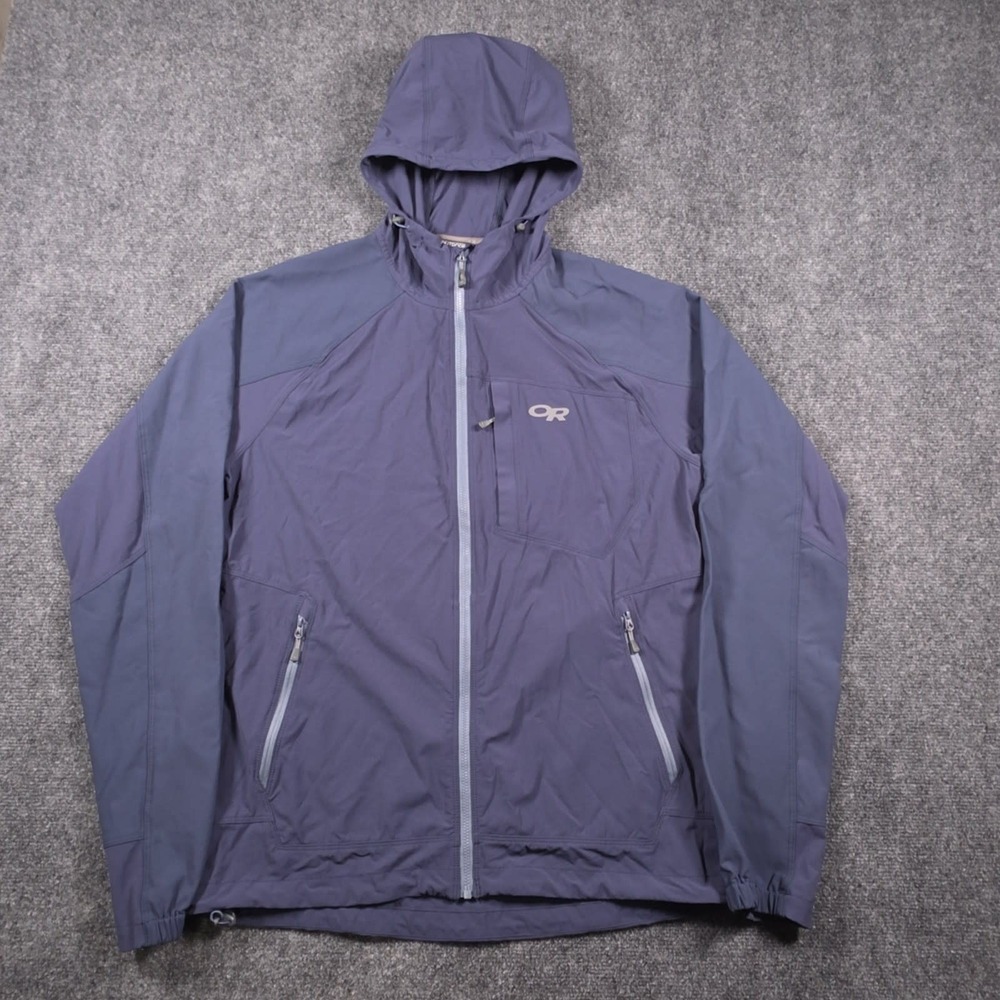 Outdoor Research Ferrosi Hooded Jacket Mens M Blue Backpacking Hiking